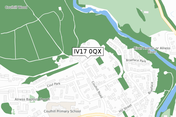 IV17 0QX map - large scale - OS Open Zoomstack (Ordnance Survey)