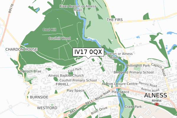 IV17 0QX map - small scale - OS Open Zoomstack (Ordnance Survey)