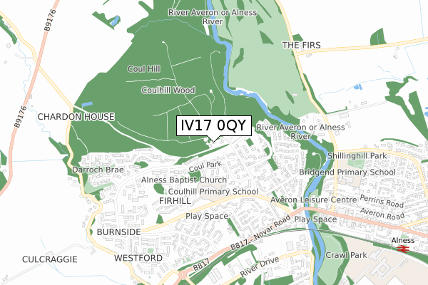 IV17 0QY map - small scale - OS Open Zoomstack (Ordnance Survey)