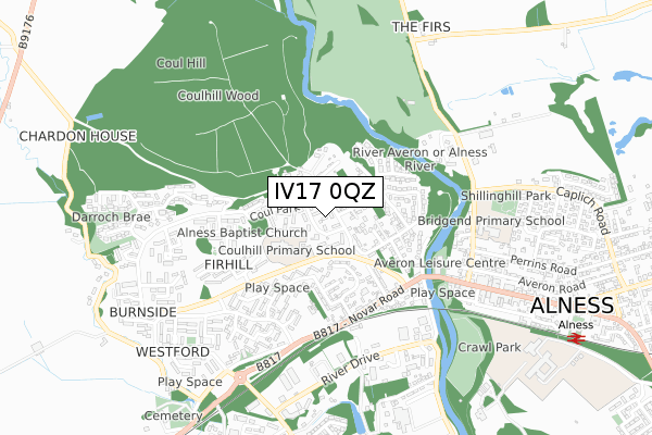 IV17 0QZ map - small scale - OS Open Zoomstack (Ordnance Survey)