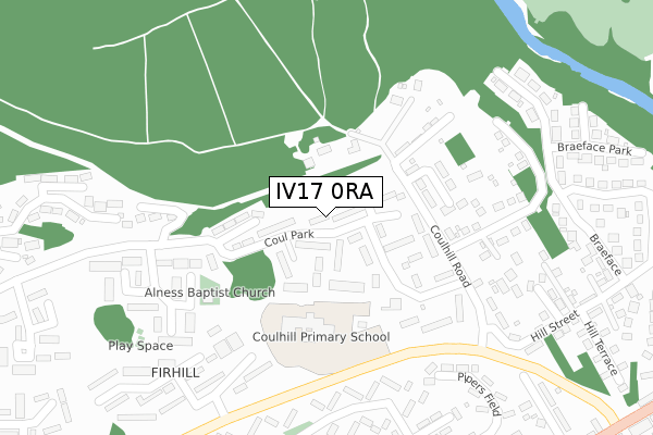 IV17 0RA map - large scale - OS Open Zoomstack (Ordnance Survey)