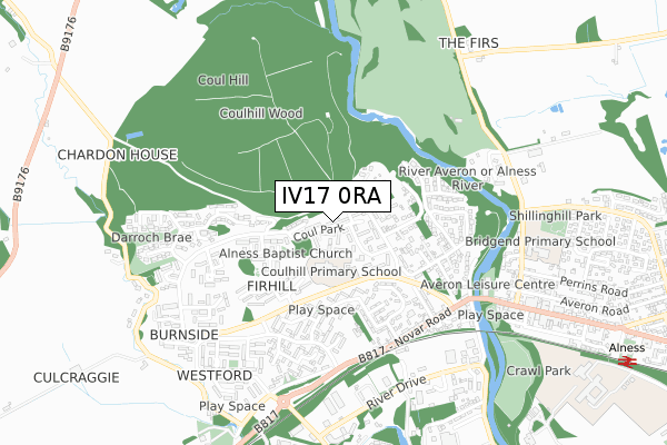 IV17 0RA map - small scale - OS Open Zoomstack (Ordnance Survey)