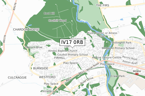 IV17 0RB map - small scale - OS Open Zoomstack (Ordnance Survey)