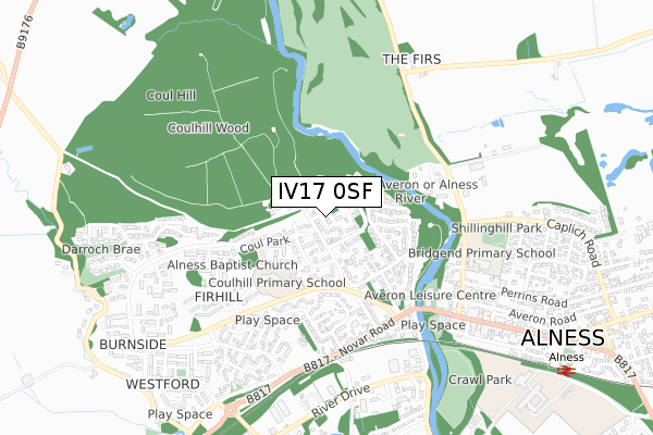 IV17 0SF map - small scale - OS Open Zoomstack (Ordnance Survey)