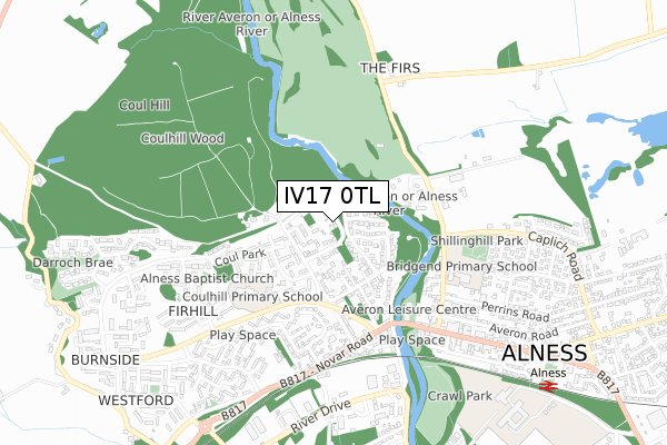 IV17 0TL map - small scale - OS Open Zoomstack (Ordnance Survey)