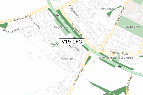 IV19 1FG map - large scale - OS Open Zoomstack (Ordnance Survey)