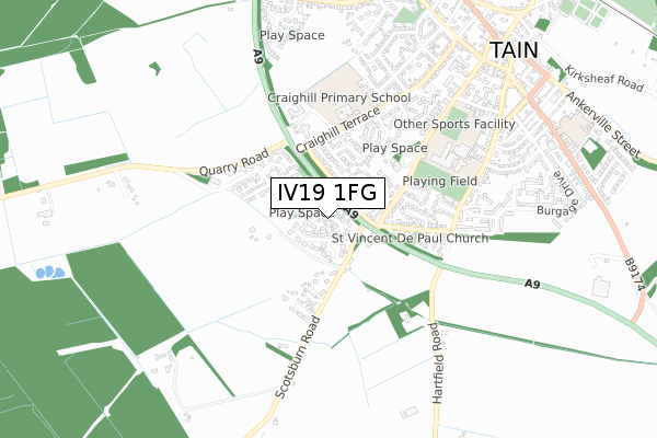 IV19 1FG map - small scale - OS Open Zoomstack (Ordnance Survey)