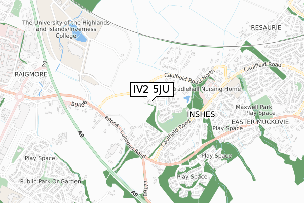 IV2 5JU map - small scale - OS Open Zoomstack (Ordnance Survey)