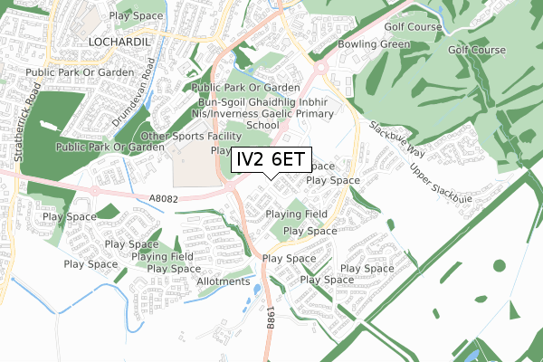 IV2 6ET map - small scale - OS Open Zoomstack (Ordnance Survey)