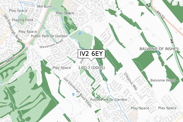 IV2 6EY map - small scale - OS Open Zoomstack (Ordnance Survey)