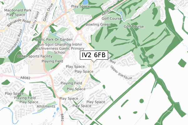 IV2 6FB map - small scale - OS Open Zoomstack (Ordnance Survey)