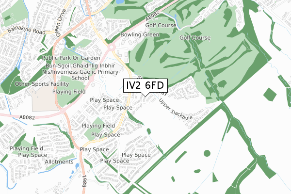 IV2 6FD map - small scale - OS Open Zoomstack (Ordnance Survey)