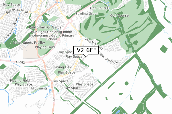 IV2 6FF map - small scale - OS Open Zoomstack (Ordnance Survey)