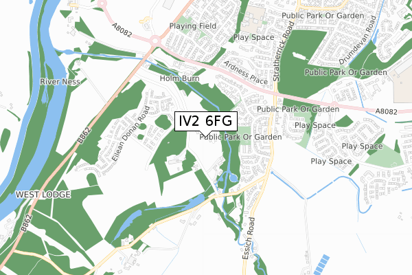 IV2 6FG map - small scale - OS Open Zoomstack (Ordnance Survey)