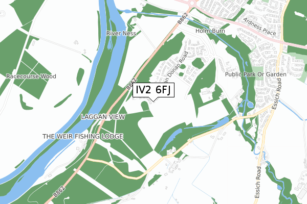 IV2 6FJ map - small scale - OS Open Zoomstack (Ordnance Survey)