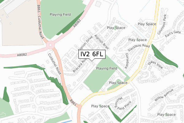 IV2 6FL map - large scale - OS Open Zoomstack (Ordnance Survey)