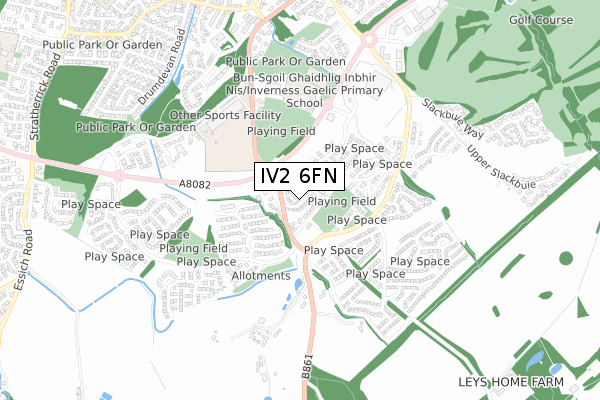 IV2 6FN map - small scale - OS Open Zoomstack (Ordnance Survey)