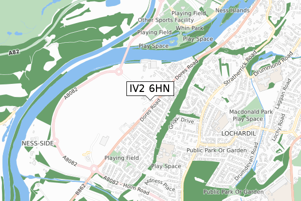 IV2 6HN map - small scale - OS Open Zoomstack (Ordnance Survey)