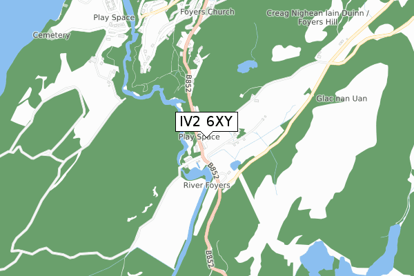 IV2 6XY map - small scale - OS Open Zoomstack (Ordnance Survey)