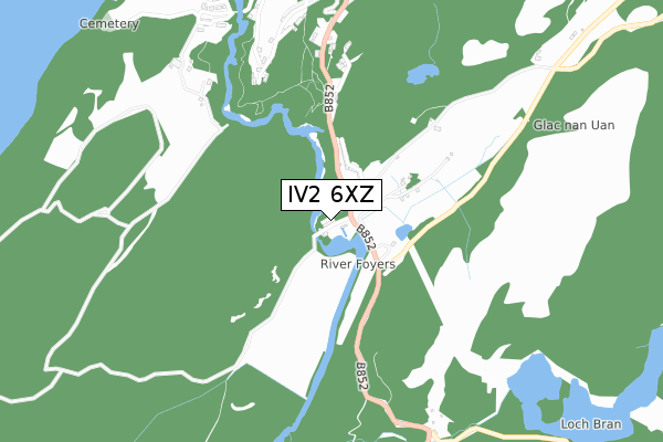 IV2 6XZ map - small scale - OS Open Zoomstack (Ordnance Survey)