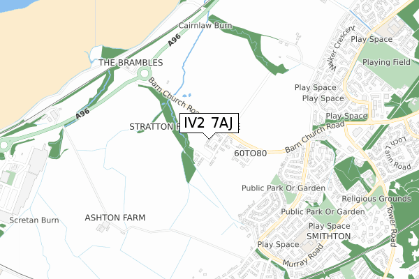 IV2 7AJ map - small scale - OS Open Zoomstack (Ordnance Survey)