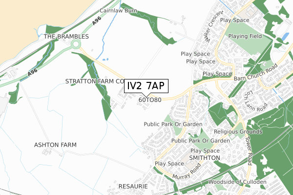 IV2 7AP map - small scale - OS Open Zoomstack (Ordnance Survey)