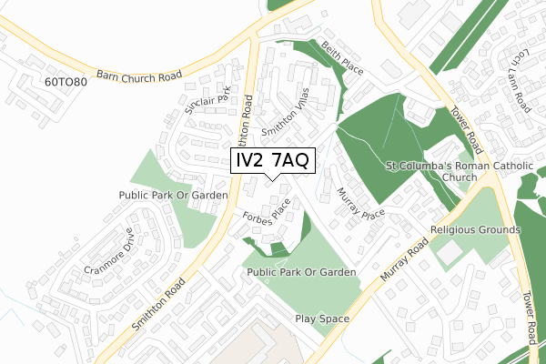 IV2 7AQ map - large scale - OS Open Zoomstack (Ordnance Survey)