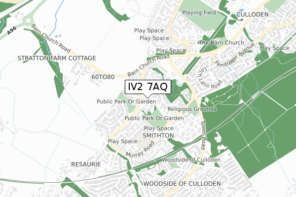 IV2 7AQ map - small scale - OS Open Zoomstack (Ordnance Survey)