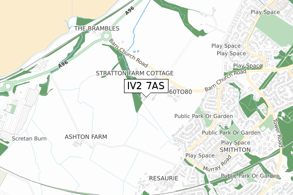 IV2 7AS map - small scale - OS Open Zoomstack (Ordnance Survey)