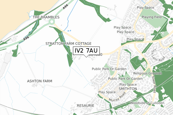 IV2 7AU map - small scale - OS Open Zoomstack (Ordnance Survey)