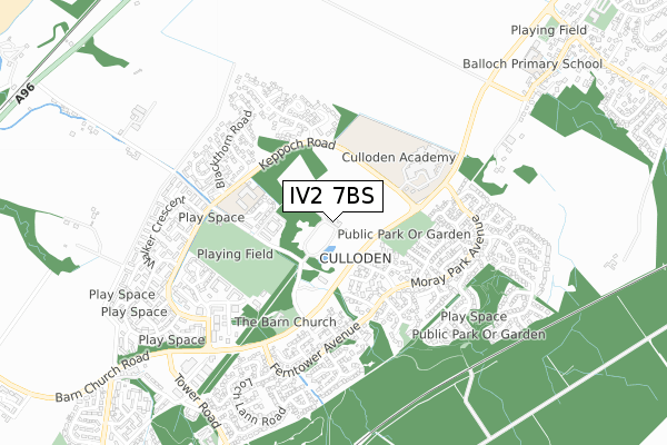 IV2 7BS map - small scale - OS Open Zoomstack (Ordnance Survey)