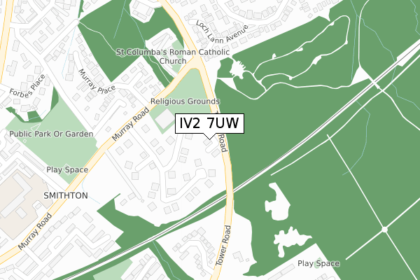 IV2 7UW map - large scale - OS Open Zoomstack (Ordnance Survey)