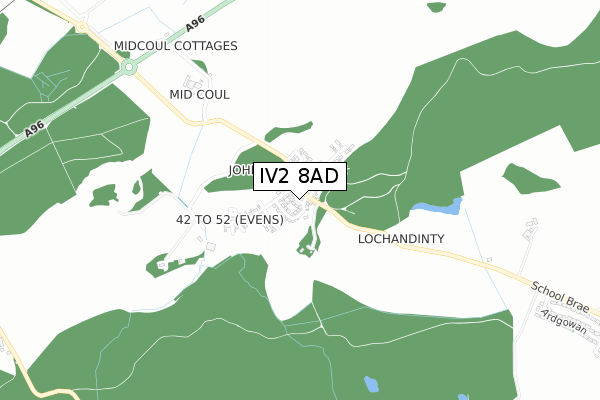 IV2 8AD map - small scale - OS Open Zoomstack (Ordnance Survey)