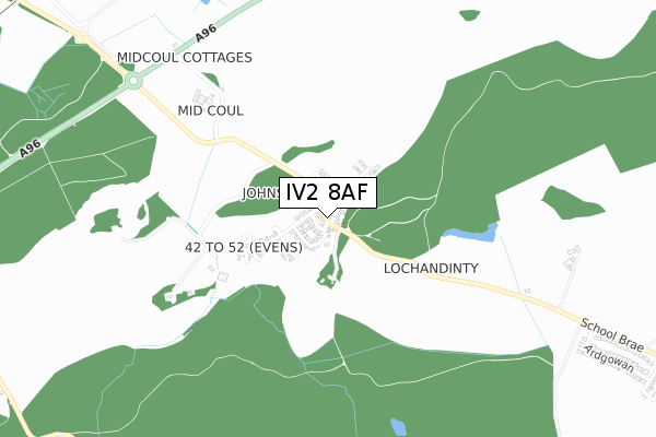 IV2 8AF map - small scale - OS Open Zoomstack (Ordnance Survey)