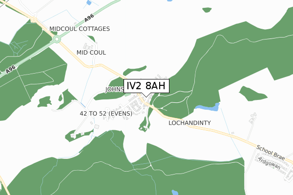 IV2 8AH map - small scale - OS Open Zoomstack (Ordnance Survey)