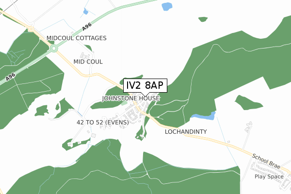 IV2 8AP map - small scale - OS Open Zoomstack (Ordnance Survey)