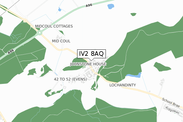 IV2 8AQ map - small scale - OS Open Zoomstack (Ordnance Survey)