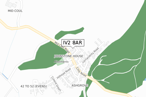 IV2 8AR map - large scale - OS Open Zoomstack (Ordnance Survey)