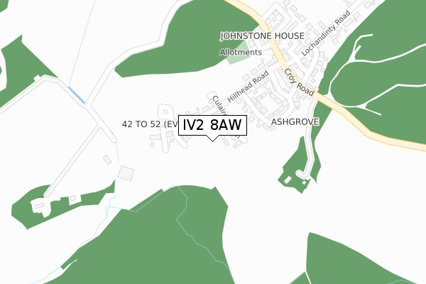 IV2 8AW map - large scale - OS Open Zoomstack (Ordnance Survey)