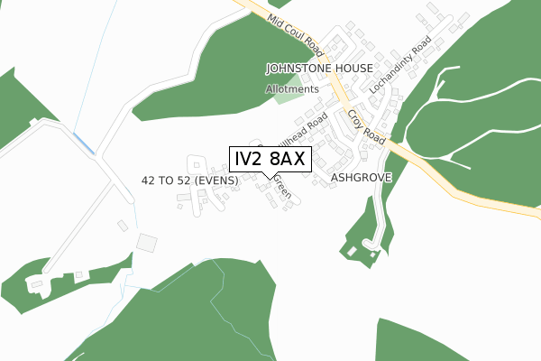 IV2 8AX map - large scale - OS Open Zoomstack (Ordnance Survey)