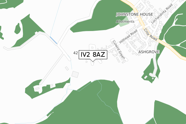 IV2 8AZ map - large scale - OS Open Zoomstack (Ordnance Survey)