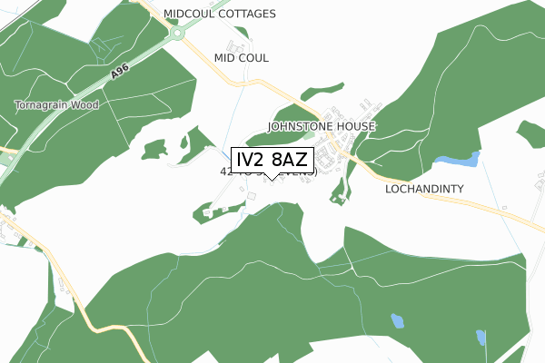 IV2 8AZ map - small scale - OS Open Zoomstack (Ordnance Survey)