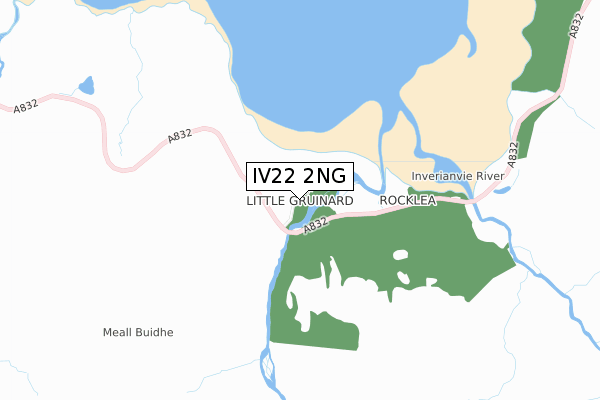 IV22 2NG map - small scale - OS Open Zoomstack (Ordnance Survey)