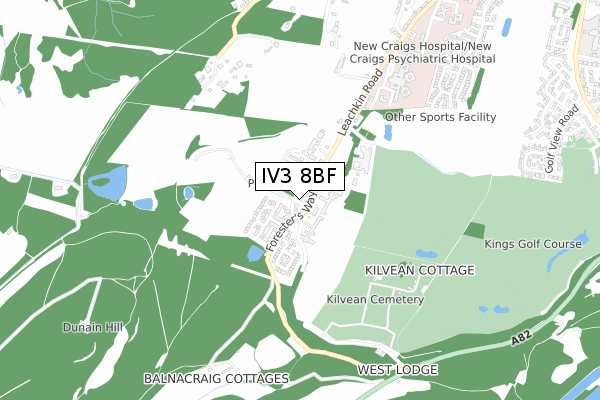 IV3 8BF map - small scale - OS Open Zoomstack (Ordnance Survey)