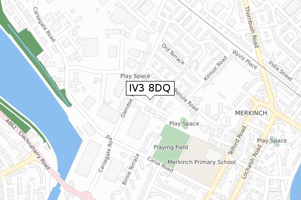 IV3 8DQ map - large scale - OS Open Zoomstack (Ordnance Survey)