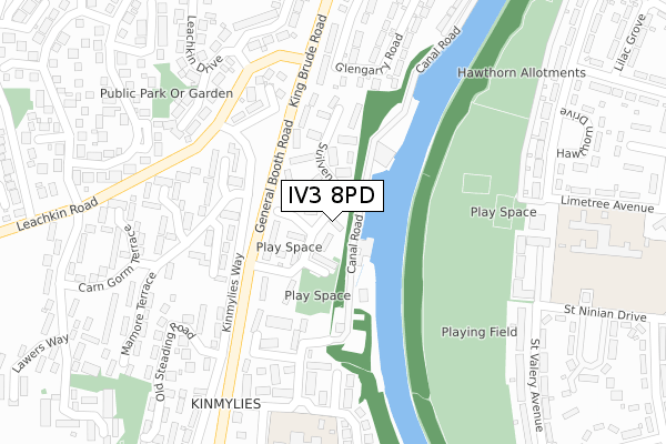 IV3 8PD map - large scale - OS Open Zoomstack (Ordnance Survey)