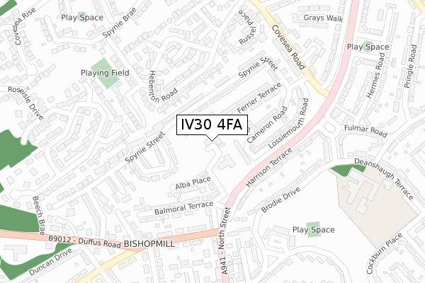 IV30 4FA map - large scale - OS Open Zoomstack (Ordnance Survey)