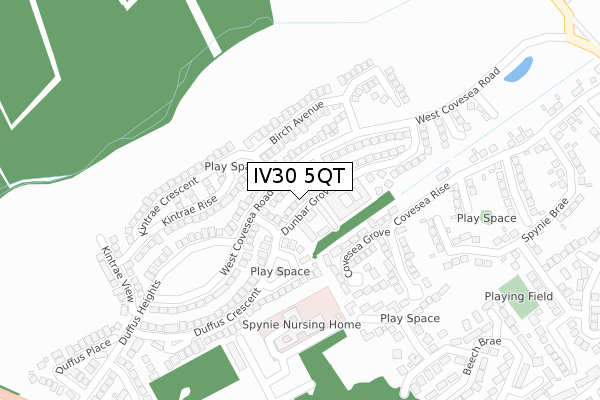 IV30 5QT map - large scale - OS Open Zoomstack (Ordnance Survey)