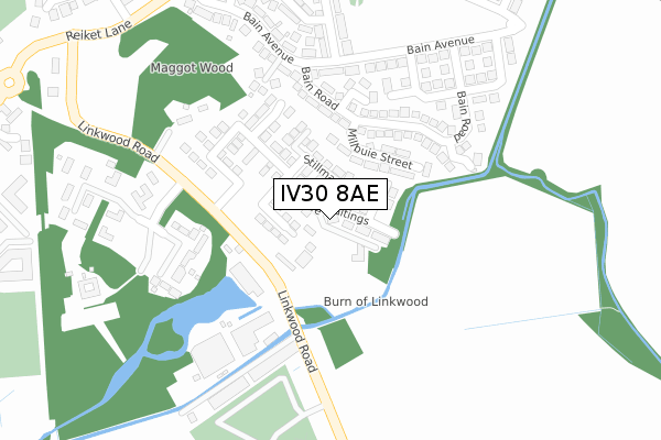 IV30 8AE map - large scale - OS Open Zoomstack (Ordnance Survey)