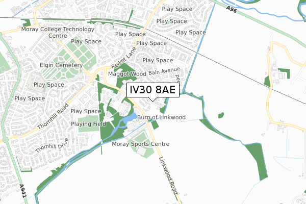 IV30 8AE map - small scale - OS Open Zoomstack (Ordnance Survey)